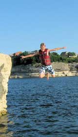Jumping from the cliffs at Lake Whitney, Texas